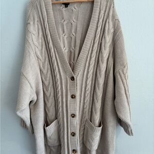 Torrid Beige Cable Knit Baggy Cardigan